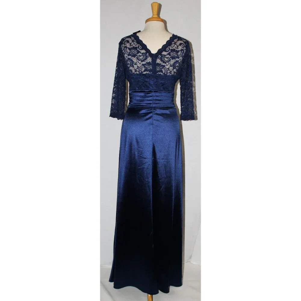 Miusol 3312 Satin & Lace Mother of Bride or Groom Gown-Size XL-NAVY BLUE- NEW - Picture 4 of 8